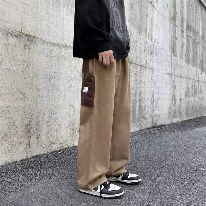复古宽松裤子男士秋季直筒宽松潮大码阔腿拖地休闲裤MK504P38,男装休闲裤,星座1013-5