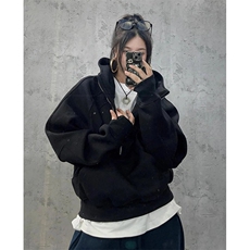 抖音得物二开美式重磅宽松结构拉链设计防风高领连帽卫衣外套W76，男装卫衣，电商A486