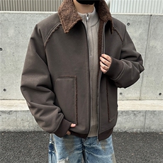 皮毛一体保暖夹克男女同款翻领棉衣外套GS63008，男装夹克，星座1206（原A206）