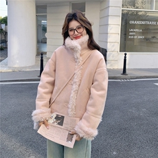 冬装新款粉色皮毛一体休闲款2C092-99897-P195-K298，女装皮草，2C092