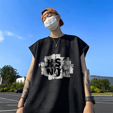 量大优供视频得物直播品220克夏季麂皮绒背心无袖T恤BJ157，男装T恤，电商A486