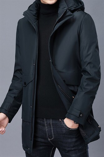 冬季厚款白鹅绒羽绒服脱卸帽外套中年爸爸装羽绒服SFT93828-P335，男装羽绒服，电商B212（原钱塘6029）