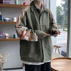 腰果花拼接牛仔外套春秋韩版潮流工装夹克潮牌复古衣服W1587-P59，男装夹克，星座512-2