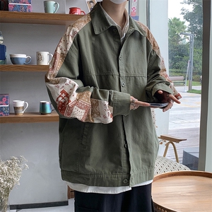 腰果花拼接牛仔外套春秋韩版潮流工装夹克潮牌复古衣服 W1587-P59图片