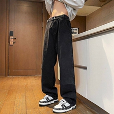 2025美式高街vibe提档裤子男复古蓝牛仔裤直筒裤黑灰色KH041外贸，男装牛仔裤，星座224-3