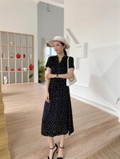 【现货】夏季新款碎花修身显瘦香云纱连衣裙，女装连衣裙，名怡