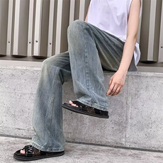 GN5159P45高品质水洗复古做旧牛仔裤日系复古宽松直筒显瘦休闲裤，男装牛仔裤，星座1108-5