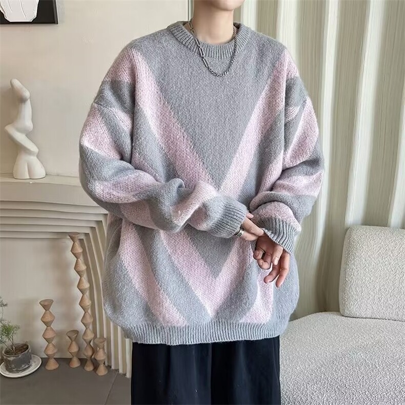 美式圆领毛衣男慵懒风休闲针织衫M5652P50,男装针织衫/毛衣,星座1116-2