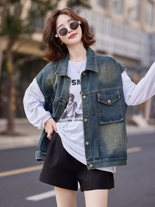 现货数据好2024年秋季女装牛仔马甲宽松外搭oversize时尚潮流图片