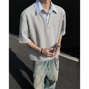 1506/QD9150/P39假两件衬衫领短袖T恤男款夏季潮牌凉感半袖图片