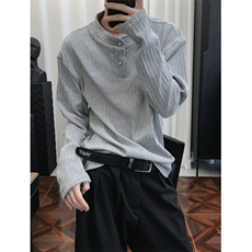 纯色男士痞帅立领长袖t恤秋冬季网红休闲打底体恤衫上衣TW75，男装T恤，星座1116A（原606A-3）