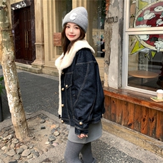 韩版羊羔毛短外套女2025冬季新款时尚加厚保暖毛茸茸派克服棉服，女装棉衣/棉服，2C057