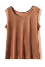 优雅气质女装无袖T恤舒适柔软丝绸背心吊带百搭显瘦上衣，女装背心吊带，澳冬特羊绒