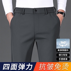 中年男士西裤休闲裤商务日常秋季抗皱时尚直筒百搭弹力秋装长裤子，男装西裤，电商B212（原钱塘6029）