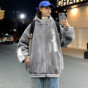 2023冬上新加绒加厚宽松棉衣羊羔绒连帽外套男女989-P110控价158