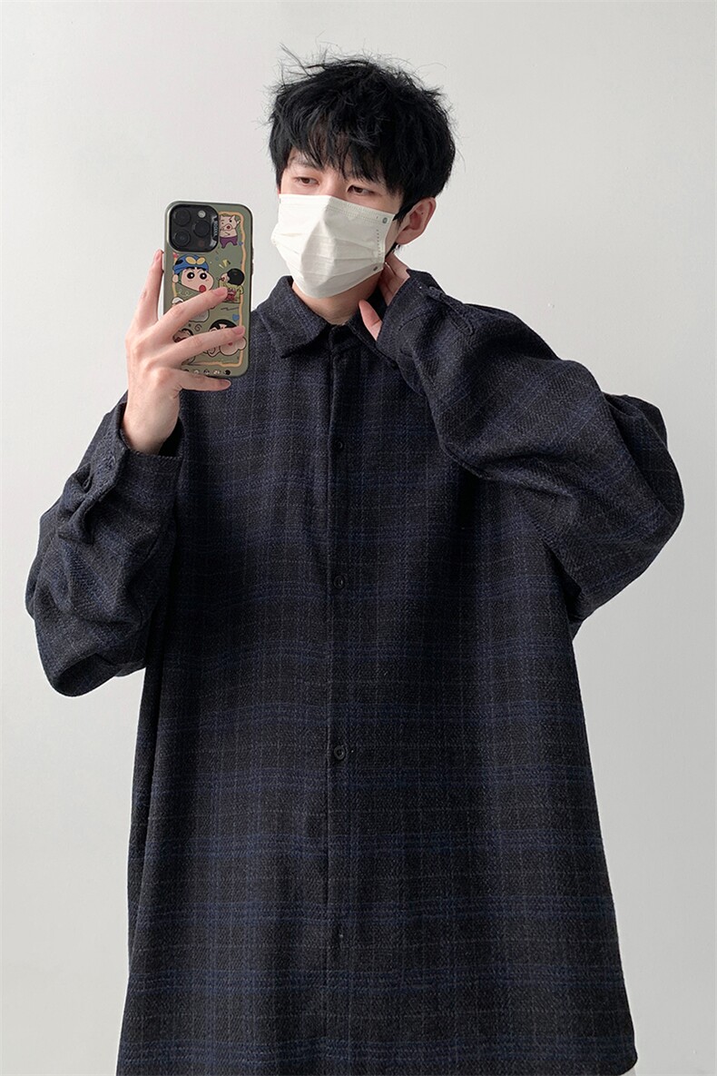 已出货格子衬衫男宽松长袖小香风衬衣KD623-P30,男装衬衫,电商D312-1