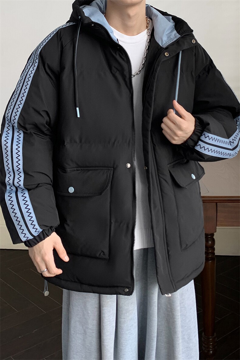 港风潮牌新款织带连帽棉服潮流保暖棉衣M086-P95控139,男装棉衣,星座717