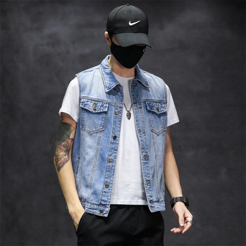 春夏季牛仔马甲男士坎肩外套背心马夹浅蓝色XZ1112-819-P50,男装背心/马甲,电商B223（原星座515-1）