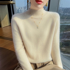 2025舒适百搭简约秋冬半高领纯色，女装羊绒衫，更慕羊绒