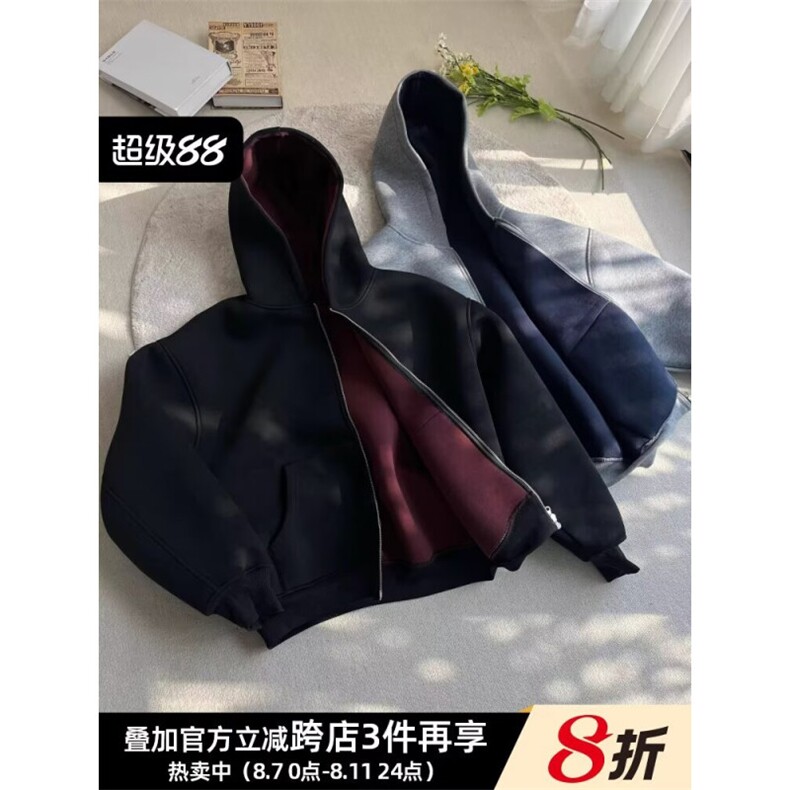 数据款现货！！两面穿开衫卫衣高级重工连帽外套RA786-P88，女装短外套，星座1005-6