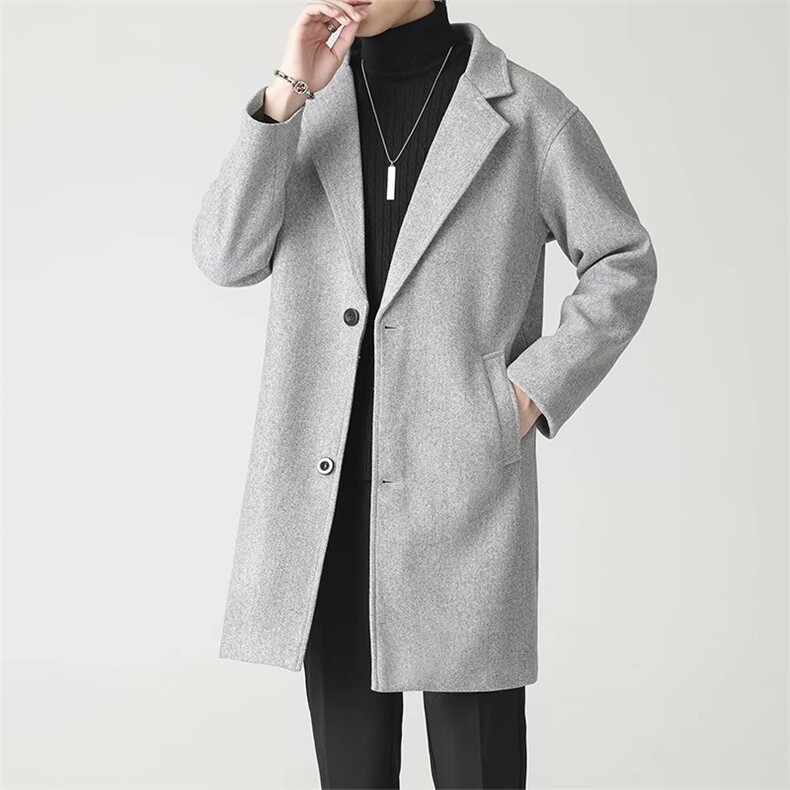 轻熟风春秋季中长款毛呢大衣男士韩版潮流修身风衣呢子外套M32，男装风衣，星座1116A-2（原606A-1）
