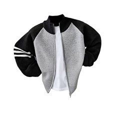 重磅秋冬北极绒开衫毛衣美式复古休闲慵懒风撞色立领针织衫外套，男装针织衫/毛衣，电商A486-1