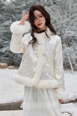 【年货bao款主推】2025冬装新款重工刺绣新中式狐狸毛羽绒服90绒，女装羽绒服，雅静靓衣
