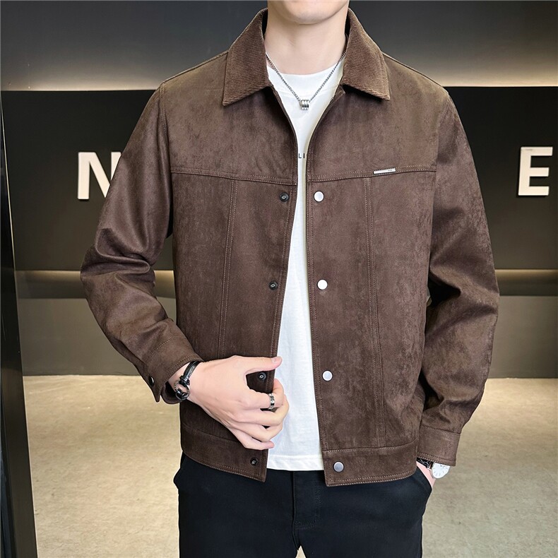 仿小牛皮翻领皮夹克春季男装皮衣C317-2698-P155,男装夹克,电商C317