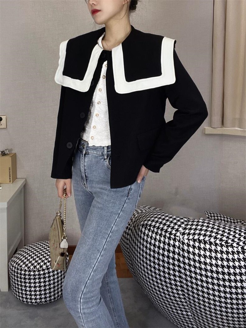娃娃领西装外套，女装西装，戈朴