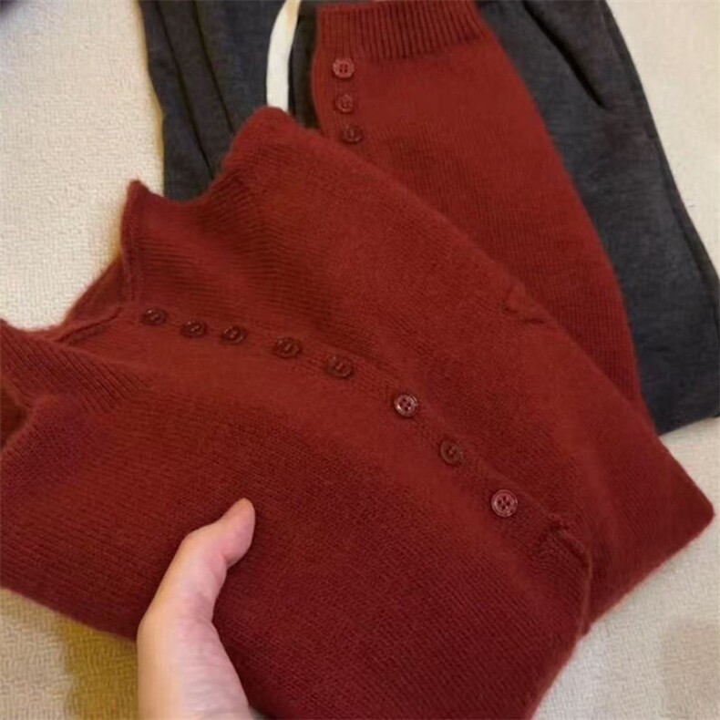 羊毛衫女极简风高领针织开衫女秋冬宽松大码毛衣外套短款上衣，女装针织衫/毛衣，暖姿羊绒