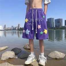 抖音品质夏季新款宽松短裤潮发泡印花五分裤B315-K23340-p45控58，男装休闲裤，电商B315