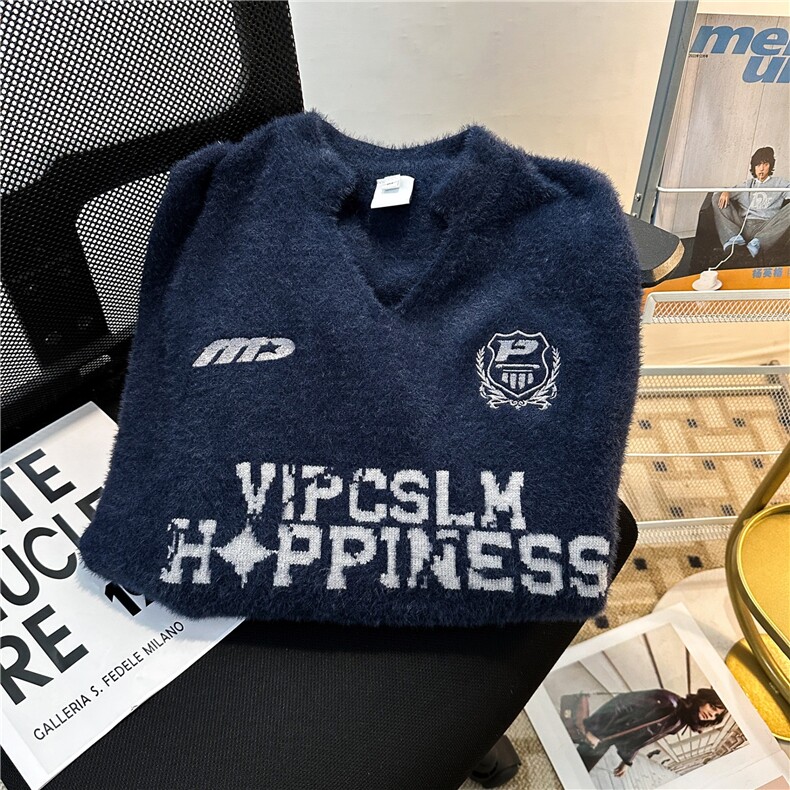 街客美式复古V领球服运动毛衣MY9231P52,男装针织衫/毛衣,星座1116-2