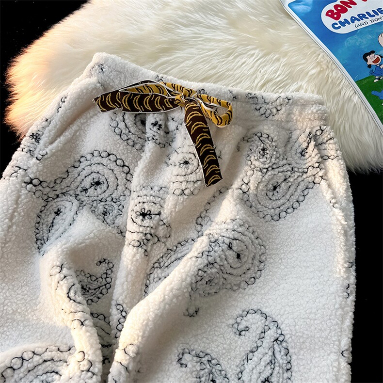 8XL-M羊羔绒慵懒休闲裤小众加入长裤刺绣加厚保暖卫裤K991P68控88，男装休闲裤，电商D206-1