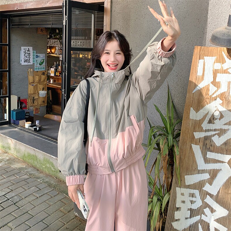 减龄时尚撞色拼接上衣阔腿裤套装女2025秋季新款韩系高级感两件套，女装套装/套裙，浙宝189