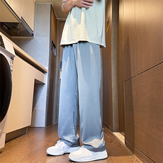 8XL-M特大码冰丝裤醋酸阔腿裤男缎面高腰垂感防晒凉凉裤K979P45，男装防晒衣，电商D206-1