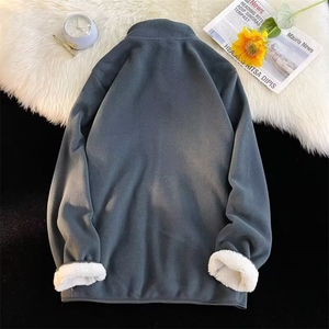 加绒加厚摇粒抓绒卫衣男春秋冬季夹克外套棉服冲锋衣内胆羊羔绒毛图片