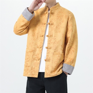 男士外套麂皮绒印花夹克盘扣立领唐装风 XZ1512-2507-P85图片