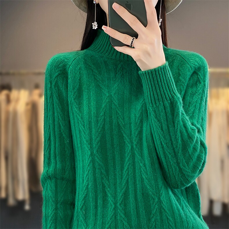 高级感软糯羊毛高领毛衣女秋冬加厚内搭打底针织衫上衣套头加厚，女装羊毛衫，蒙莲贝斯