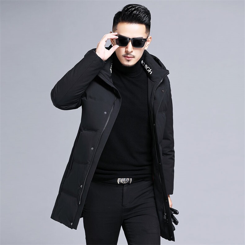 2024新款冬装中年高端90%白鸭绒羽绒服大衣男加厚脱卸帽羽绒外套，男装羽绒服，钱塘723