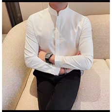 1506A/GW335610/P42美式复古立领衬衫男设计感暗扣修身型长袖，男装衬衫，星座1506A