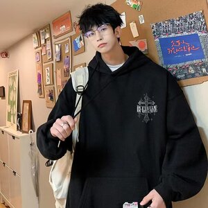 350g华棉潮牌印花连帽卫衣男女休闲春秋宽松时尚上衣5106-P43网图图片