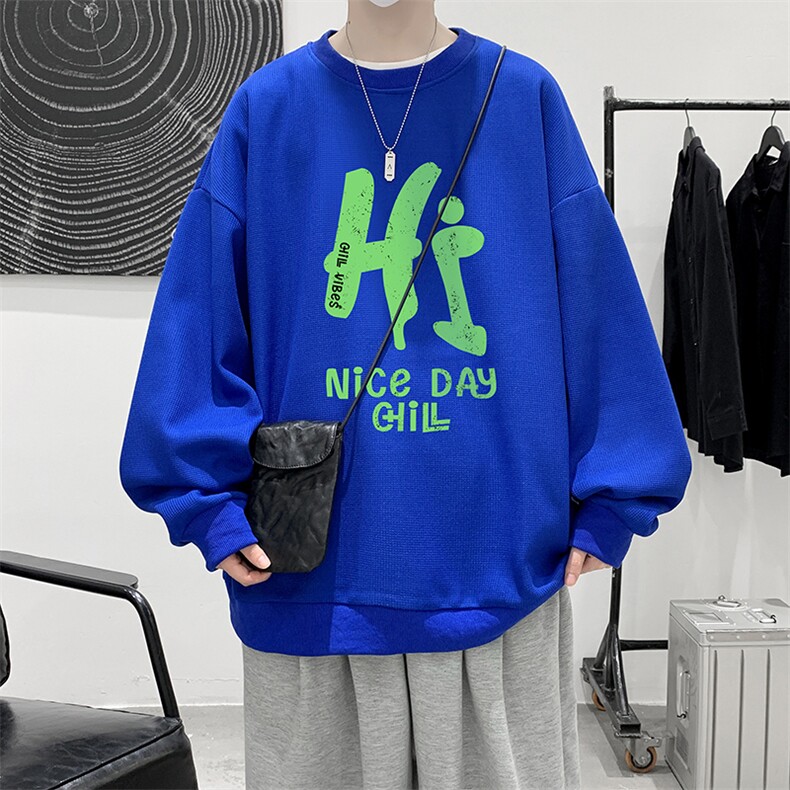 5XL华夫格卫衣男大码胖子圆领长袖t恤HW76418-P30,男装T恤,电商A040