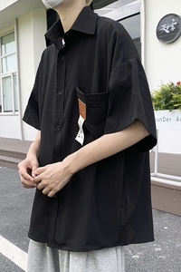 夏季日系宽松短袖衬衫港风冰丝薄款休闲工装衬衣潮美式 H226/P35图片
