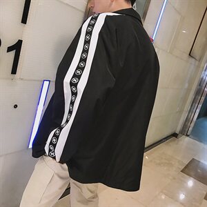 A003-HJ011-P40 秋装新款袖子接拼M印花休闲男士夹克外套 港仔图片