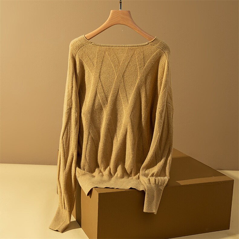 时尚百搭V领羊绒衫简约气质宽松打底衫,女装羊绒衫,三莲羊绒