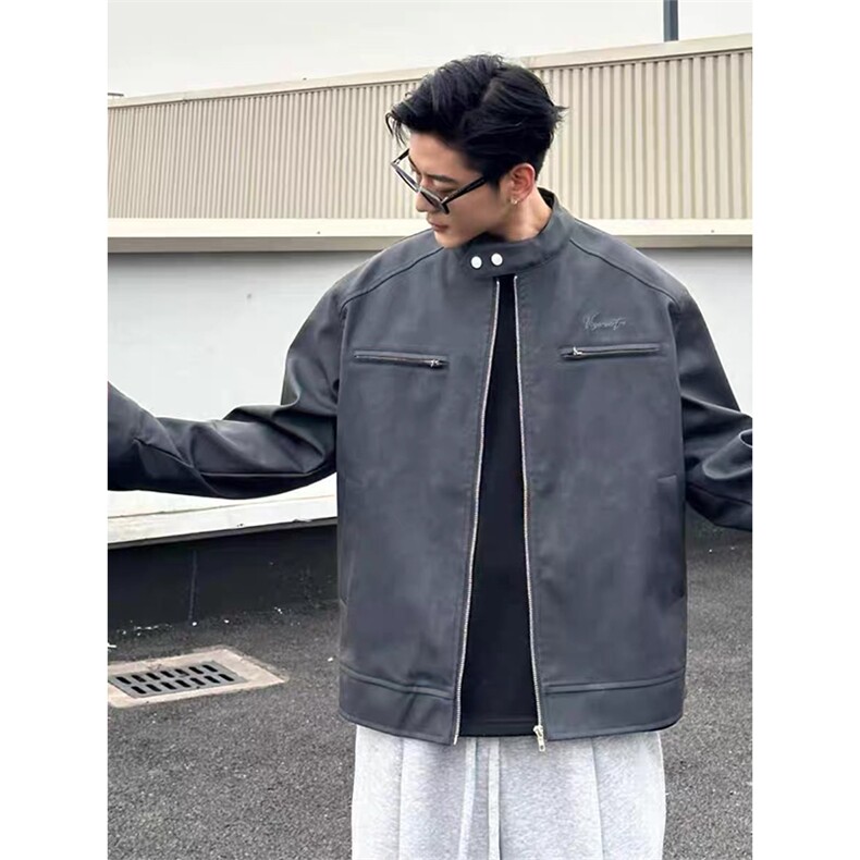 网图慎用PU皮衣外套立领机车服工装飞行员夹克XZ514-2-JK096-P90,男装夹克,星座514-2(原B239)