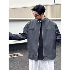 网图慎用PU皮衣外套立领机车服工装飞行员夹克XZ514-2-JK096-P90，男装夹克，星座514-2(原B239)