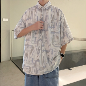 衬衫男夏季薄款日系潮流ins痞帅衬衣小众宽松冰丝短袖 W1001-P28图片