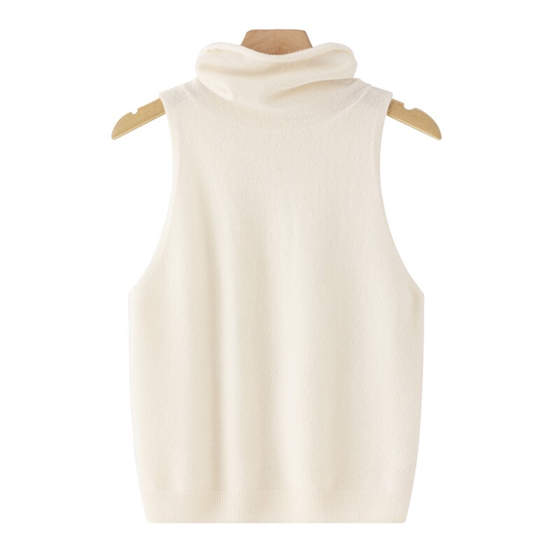 2025年秋季新款百搭女士短袖高领削肩背心，女装羊绒衫，绒上羊绒