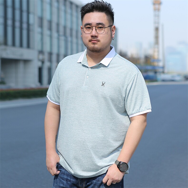 男士短袖T恤夏季薄款休闲上衣半袖体恤衫POLO衫加肥大码1902款图片